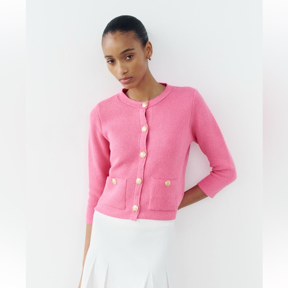 Zara pink smooth knit cardigan